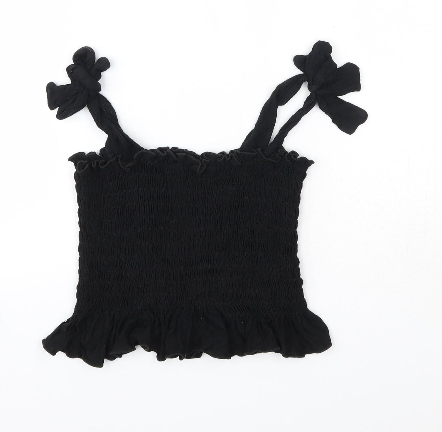 Boohoo Womens Black  Viscose Camisole Blouse Size 8 Square Neck