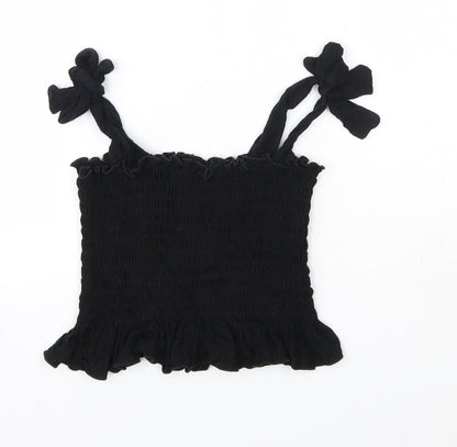 Boohoo Womens Black  Viscose Camisole Blouse Size 8 Square Neck