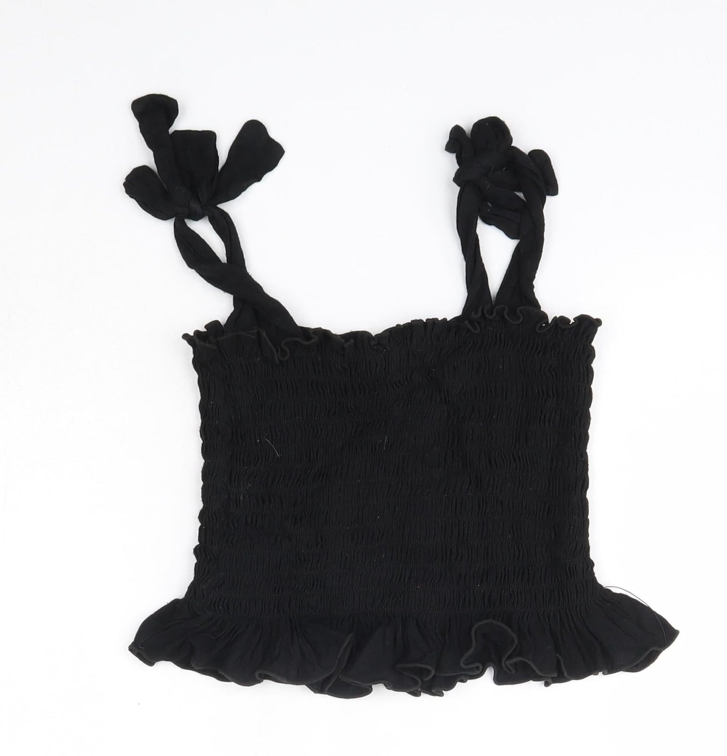 Boohoo Womens Black  Viscose Camisole Blouse Size 8 Square Neck