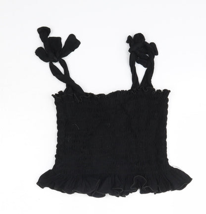 Boohoo Womens Black  Viscose Camisole Blouse Size 8 Square Neck