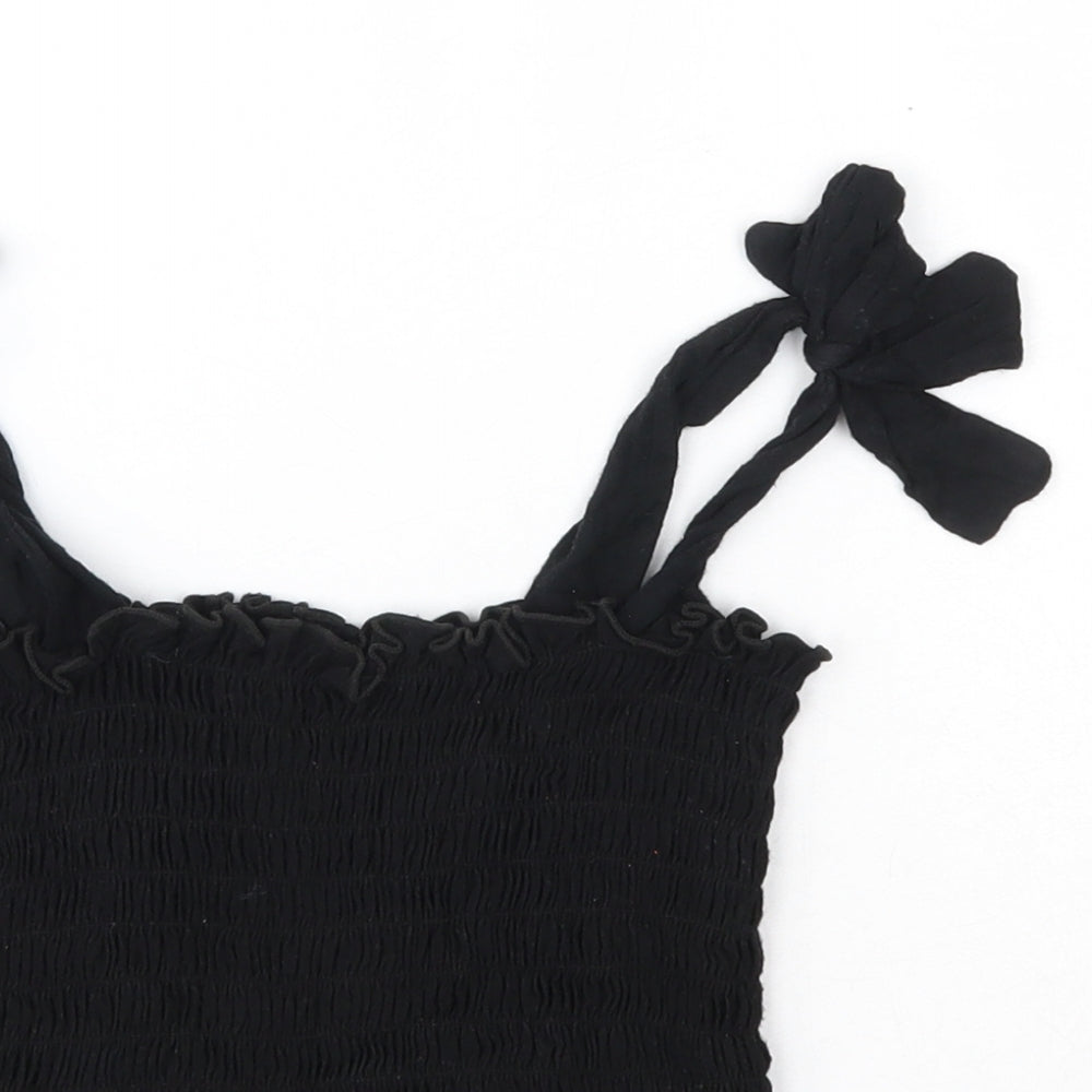 Boohoo Womens Black  Viscose Camisole Blouse Size 8 Square Neck