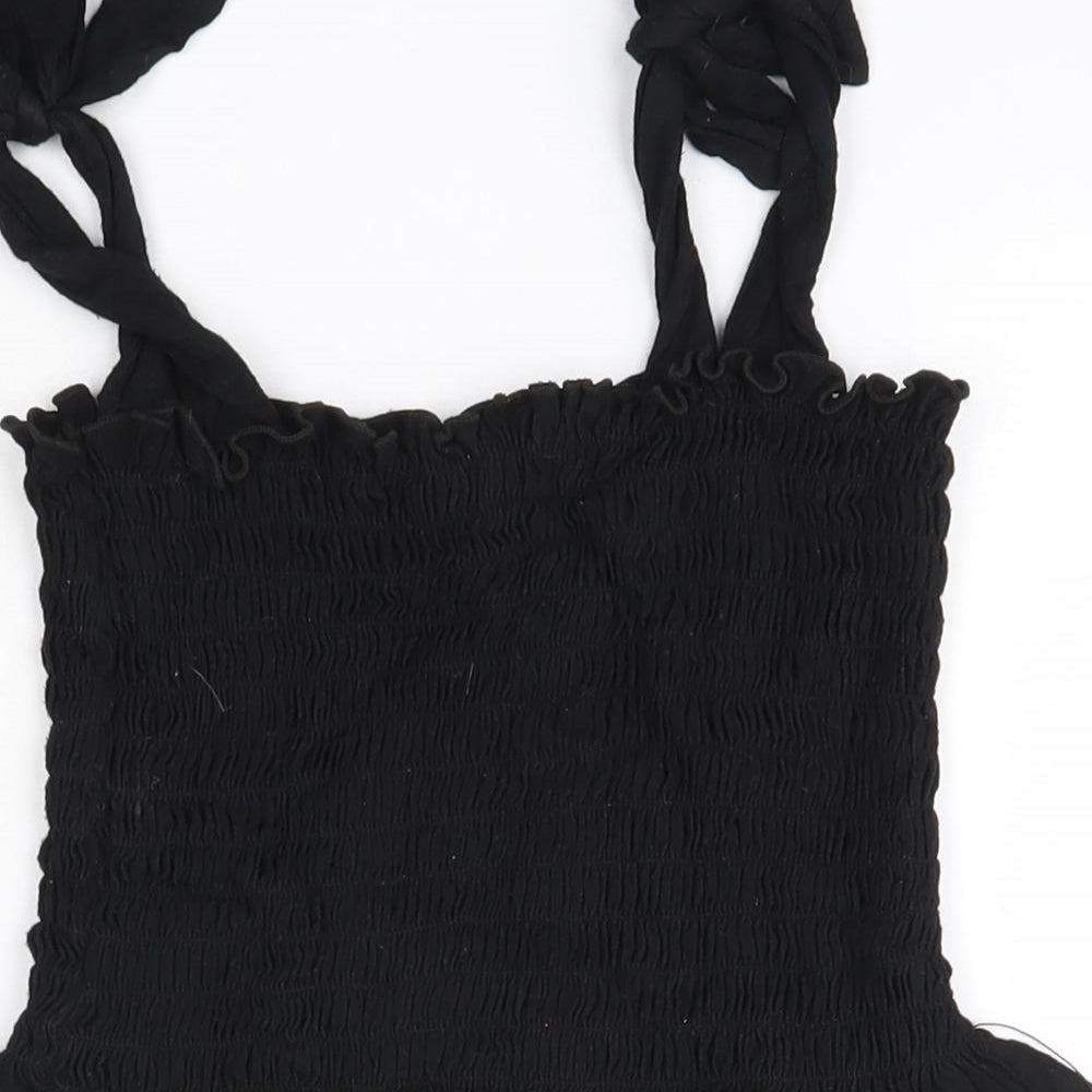 Boohoo Womens Black  Viscose Camisole Blouse Size 8 Square Neck