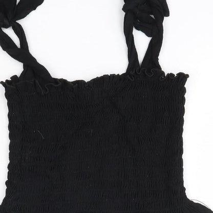 Boohoo Womens Black  Viscose Camisole Blouse Size 8 Square Neck