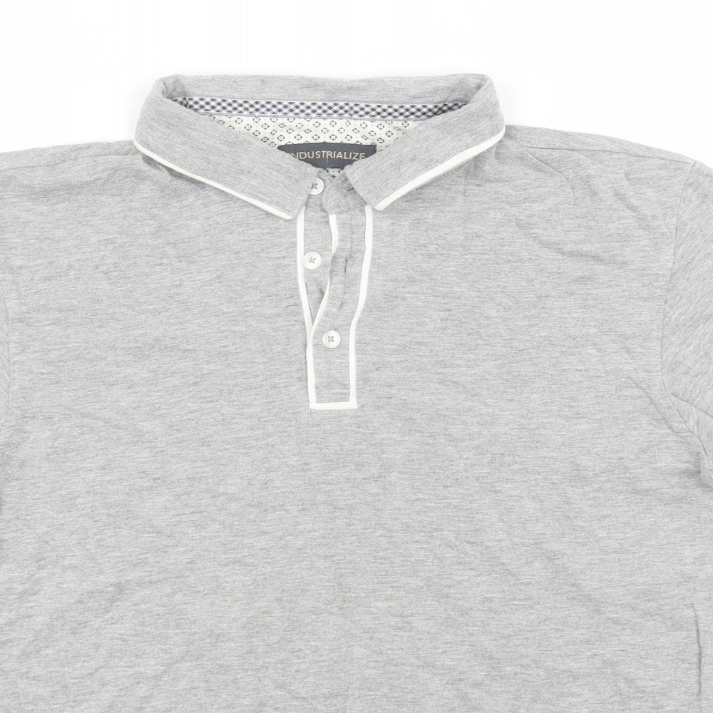 Industrialize Mens Grey  Cotton  Polo Size S Collared