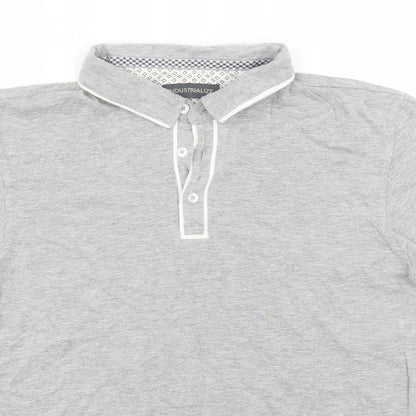 Industrialize Mens Grey  Cotton  Polo Size S Collared