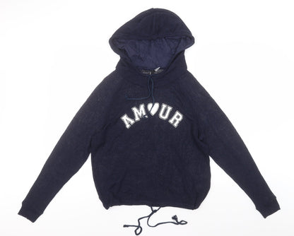 Divided Womens Blue  Polyester Pullover Hoodie Size M   - Amour