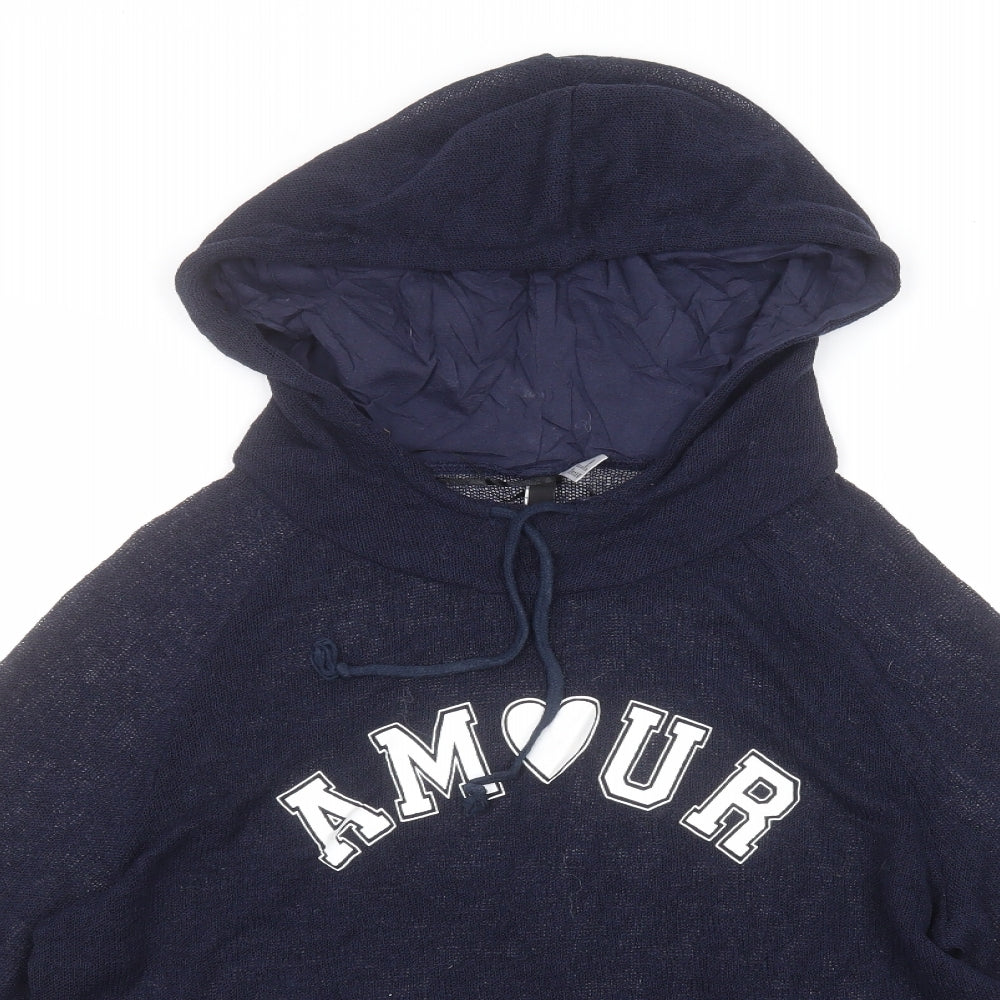 Divided Womens Blue  Polyester Pullover Hoodie Size M   - Amour