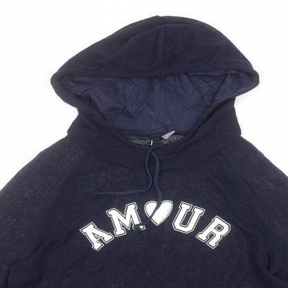 Divided Womens Blue  Polyester Pullover Hoodie Size M   - Amour