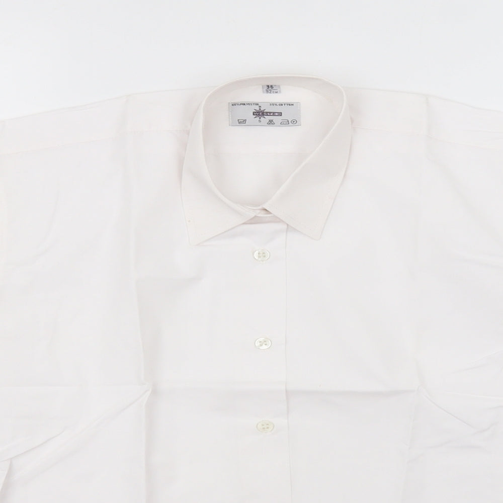 westex Mens White  Polyester  Button-Up  Collared