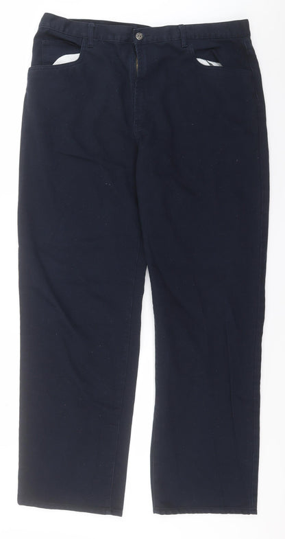 Raphael Valencino Womens Blue  Cotton Trousers  Size 40 in L33 in Regular