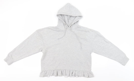 Boohoo Womens Grey  Cotton Pullover Hoodie Size 10