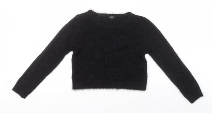 F&F Womens Black Round Neck  Acrylic Pullover Jumper Size 14