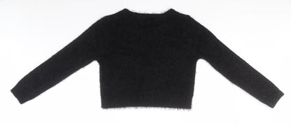 F&F Womens Black Round Neck  Acrylic Pullover Jumper Size 14