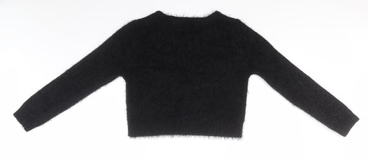 F&F Womens Black Round Neck  Acrylic Pullover Jumper Size 14