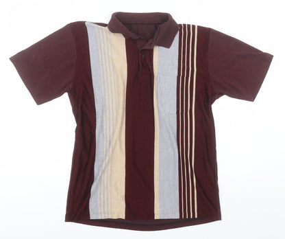 Preworn Mens Black Striped Cotton  Polo  Collared