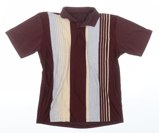 Preworn Mens Black Striped Cotton  Polo  Collared