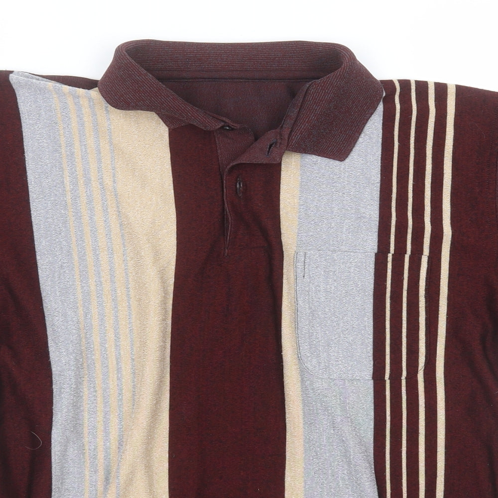 Preworn Mens Black Striped Cotton  Polo  Collared