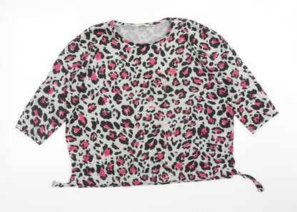 Papaya Womens Multicoloured Animal Print Polyester Basic T-Shirt Size 14 Round Neck