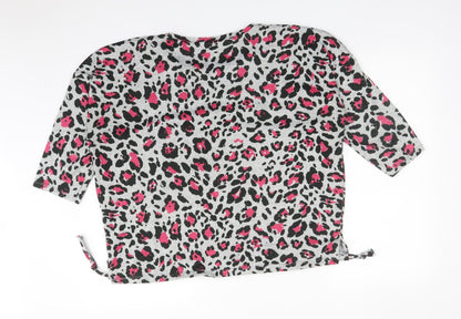 Papaya Womens Multicoloured Animal Print Polyester Basic T-Shirt Size 14 Round Neck