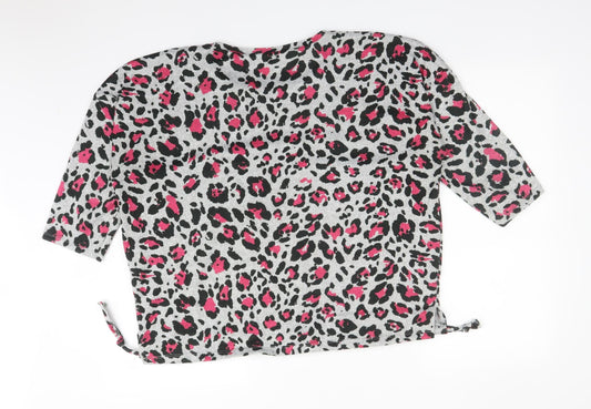 Papaya Womens Multicoloured Animal Print Polyester Basic T-Shirt Size 14 Round Neck