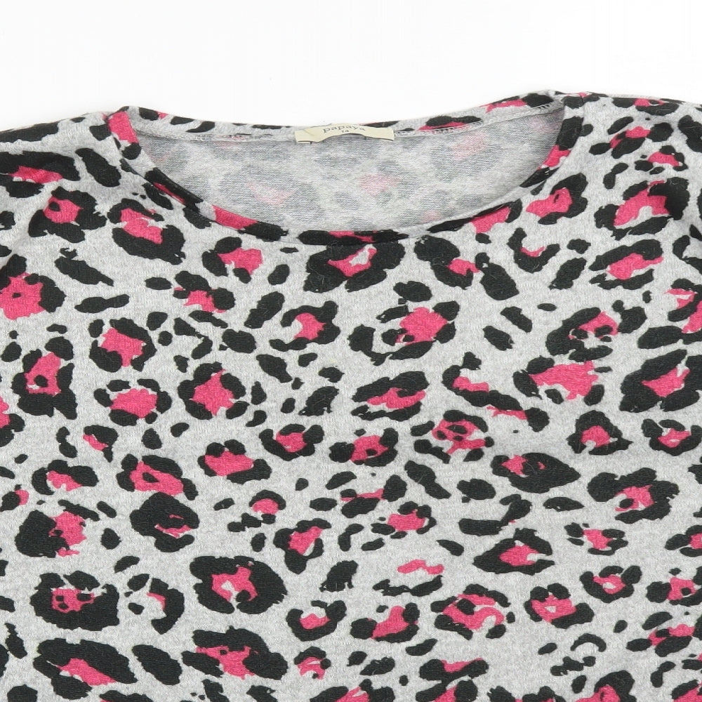 Papaya Womens Multicoloured Animal Print Polyester Basic T-Shirt Size 14 Round Neck