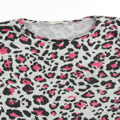 Papaya Womens Multicoloured Animal Print Polyester Basic T-Shirt Size 14 Round Neck