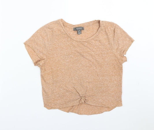 Primark Womens Orange  Polyester Basic T-Shirt Size XS Crew Neck