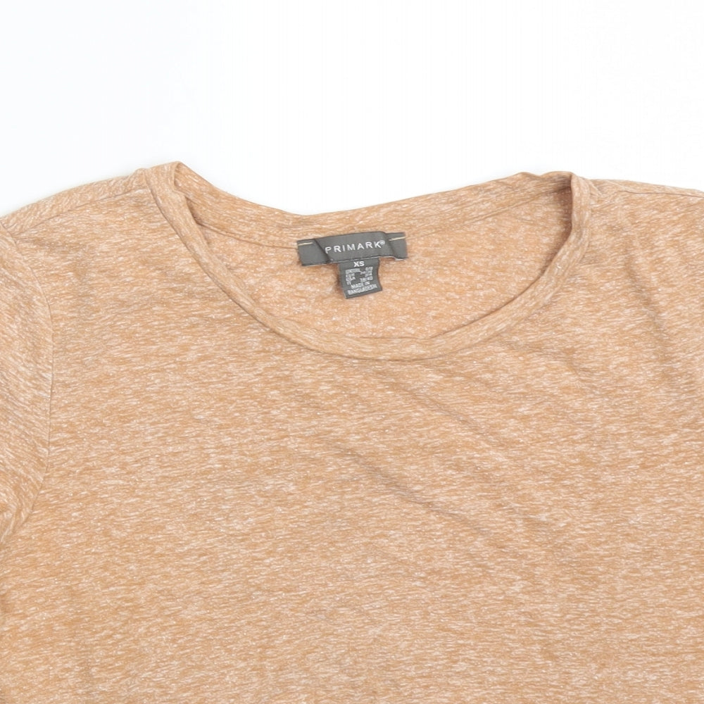 Primark Womens Orange  Polyester Basic T-Shirt Size XS Crew Neck