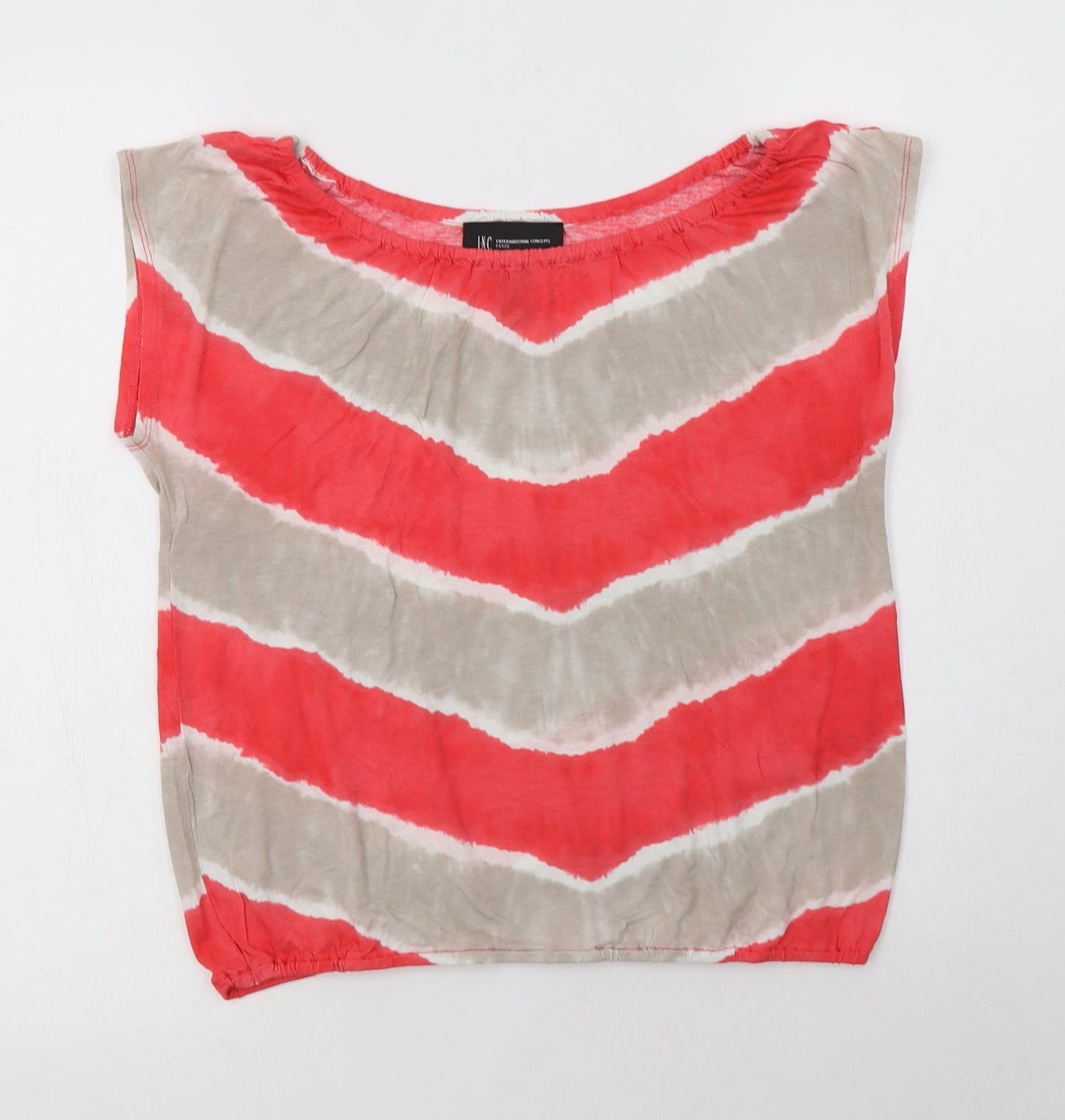 INC International Concepts Womens Pink Striped Viscose Basic Blouse Size S Round Neck