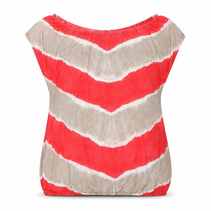 Front view of INC International Concepts women’s pink striped viscose basic blouse, size S, round neck