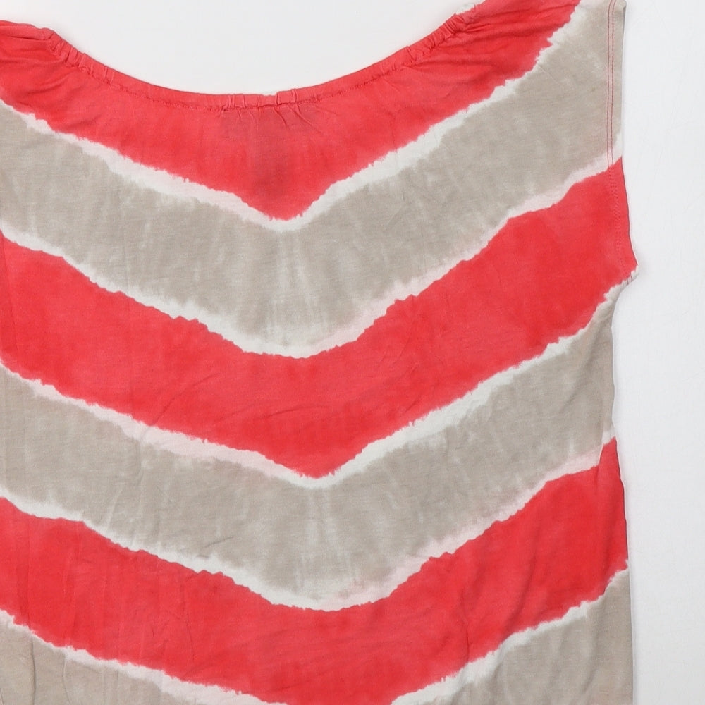 INC International Concepts Womens Pink Striped Viscose Basic Blouse Size S Round Neck