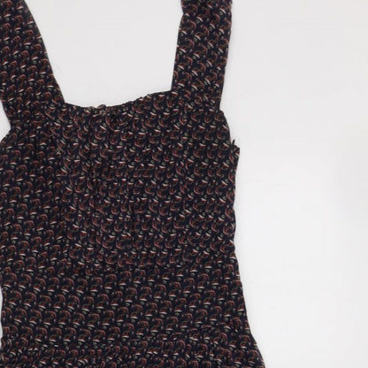 Love Womens Blue Geometric Polyester Fit & Flare  Size M  Scoop Neck Zip - Anchor Print