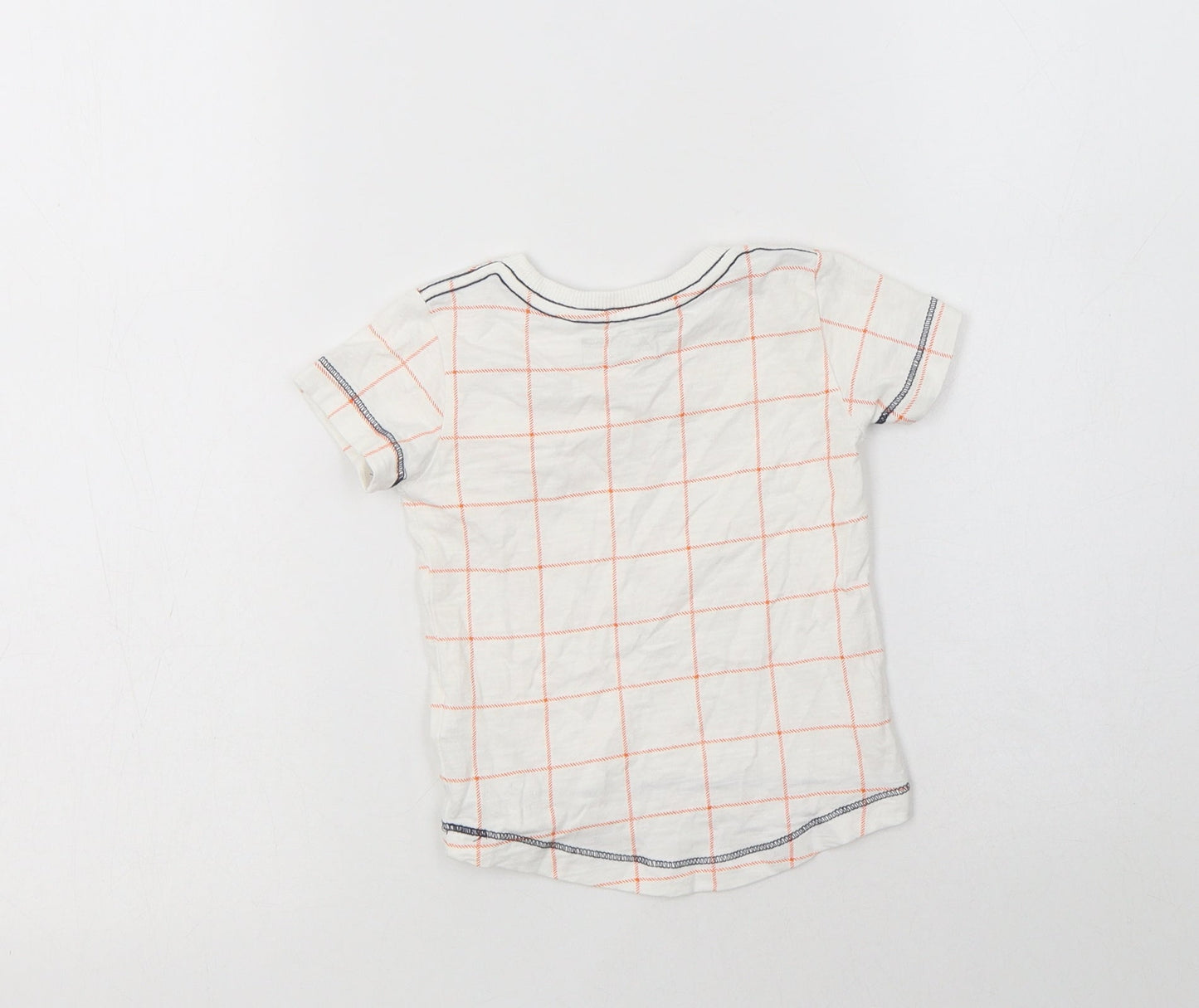 NEXT Baby White Check Cotton Basic T-Shirt Size 3-6 Months Crew Neck