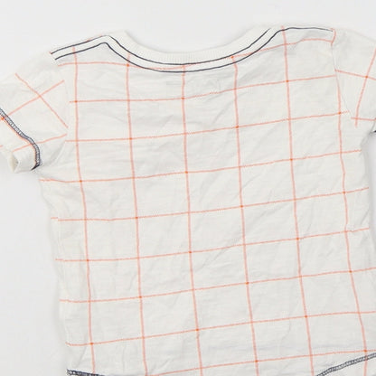 NEXT Baby White Check Cotton Basic T-Shirt Size 3-6 Months Crew Neck