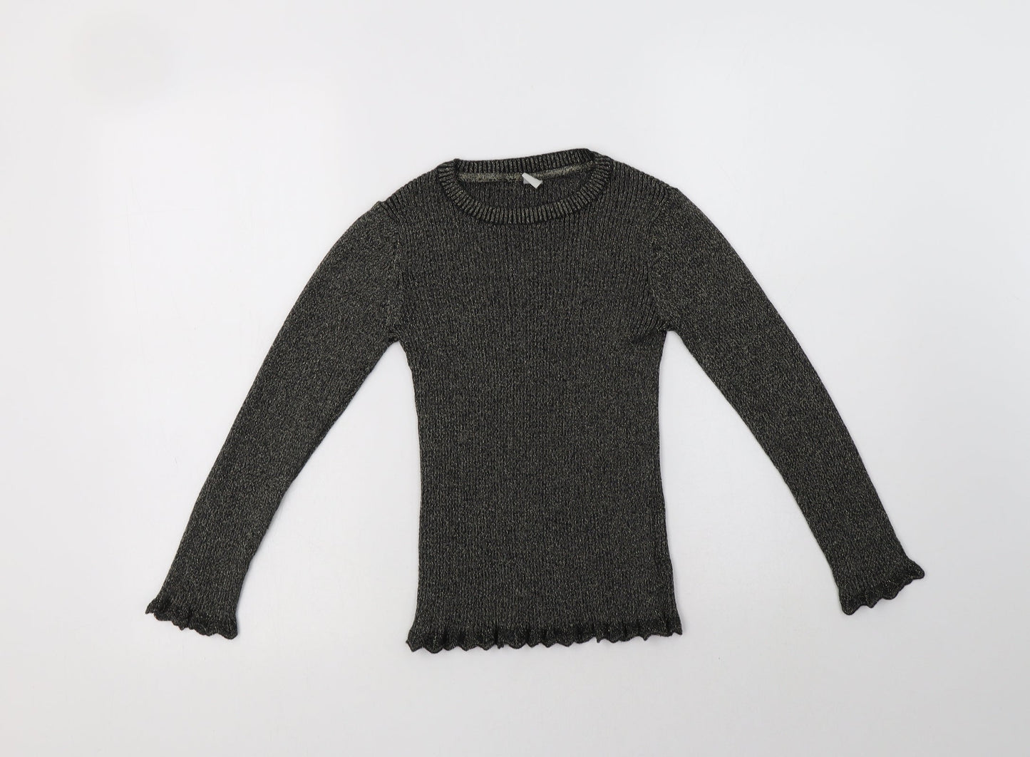 TU Girls Black Crew Neck  Cotton Pullover Jumper Size 9 Years