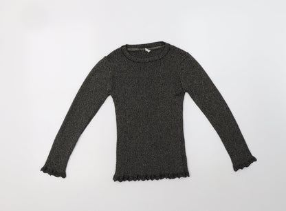 TU Girls Black Crew Neck  Cotton Pullover Jumper Size 9 Years