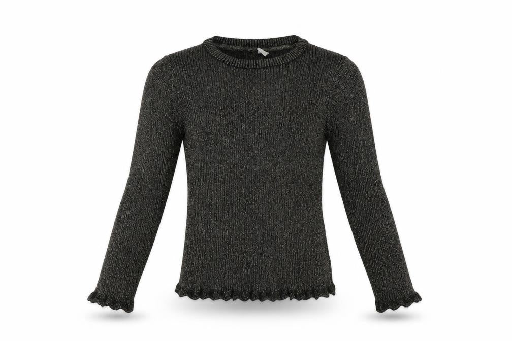Front view of Tu girls’ black crew neck cotton jumper, size 9, years