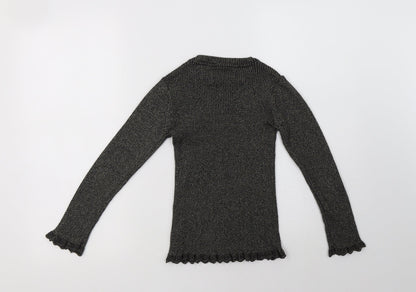 TU Girls Black Crew Neck  Cotton Pullover Jumper Size 9 Years