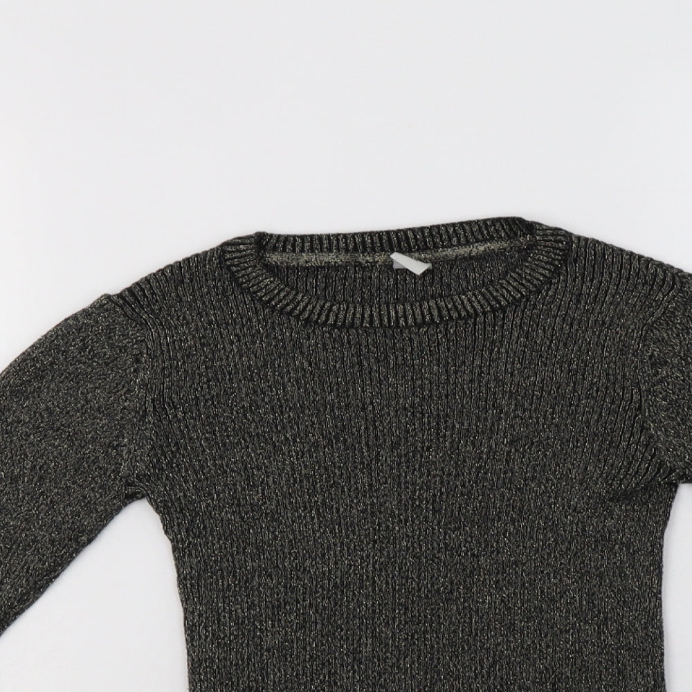 TU Girls Black Crew Neck  Cotton Pullover Jumper Size 9 Years
