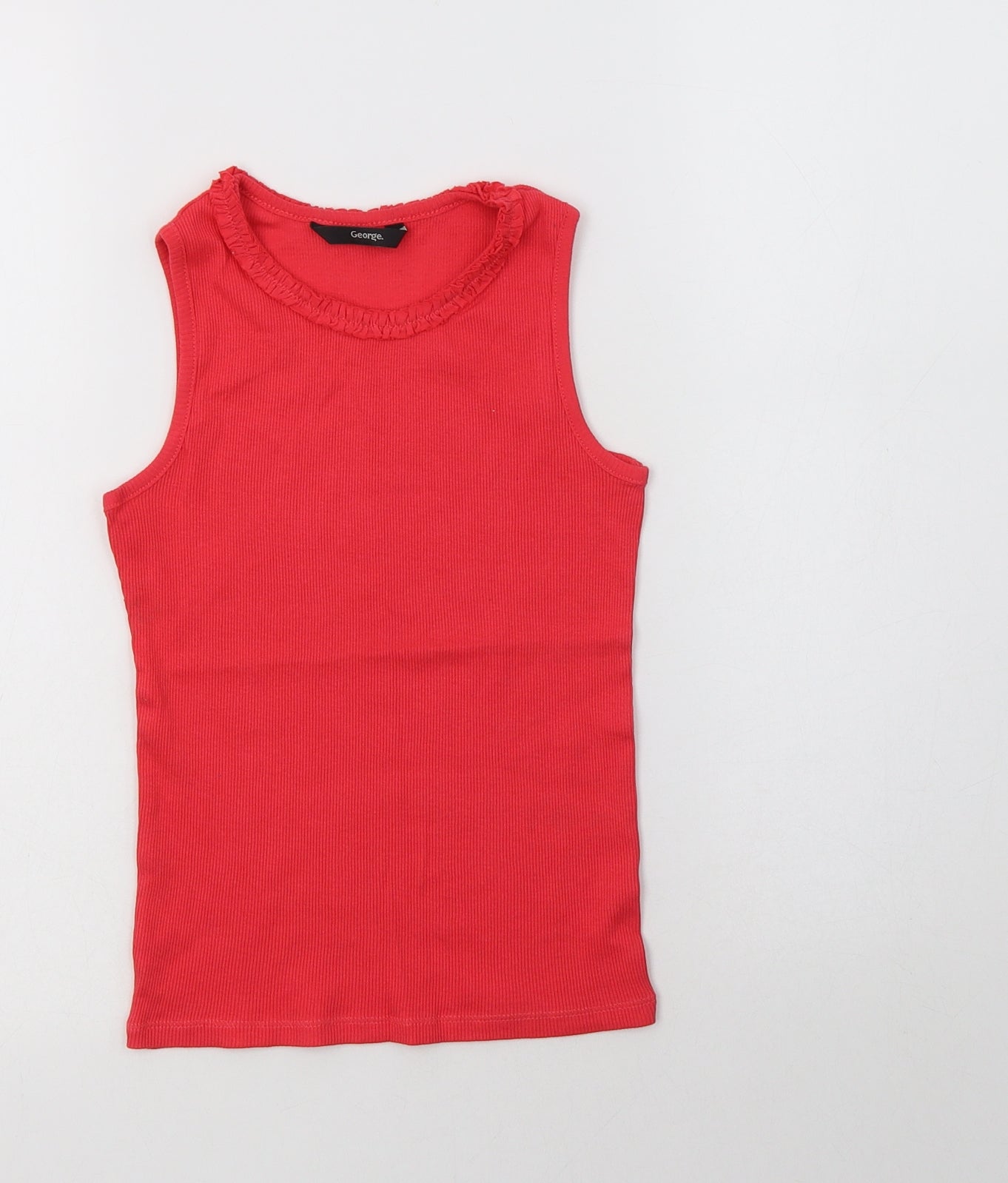 George Girls Pink  Cotton Basic Tank Size 7-8 Years Crew Neck