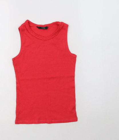 George Girls Pink  Cotton Basic Tank Size 7-8 Years Crew Neck