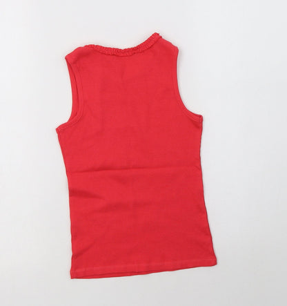 George Girls Pink  Cotton Basic Tank Size 7-8 Years Crew Neck