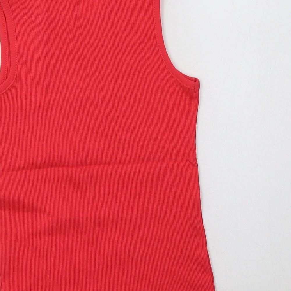 George Girls Pink  Cotton Basic Tank Size 7-8 Years Crew Neck