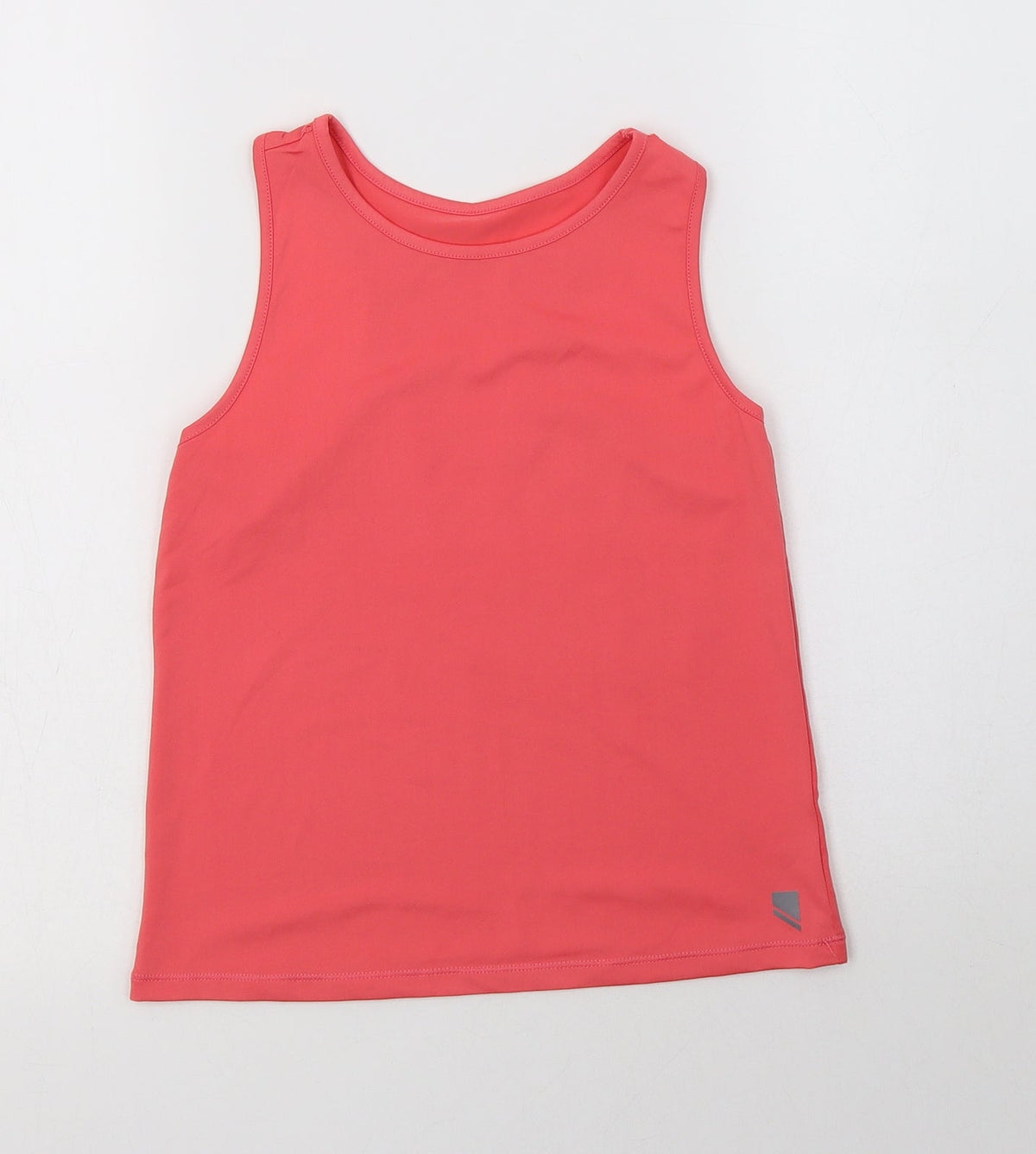 Additional front view of George girls’ pink polyester basic tank, size 9-10, years crew neck
