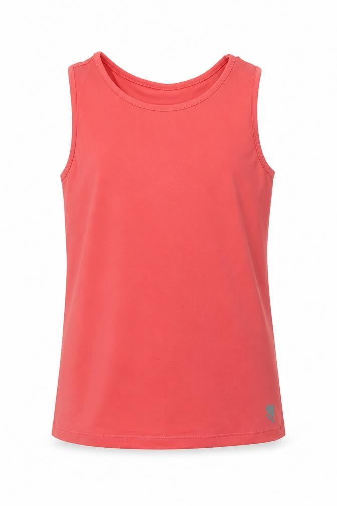 Front view of George girls’ pink polyester basic tank, size 9-10, years crew neck