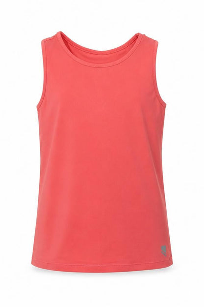 Front view of George girls’ pink polyester basic tank, size 9-10, years crew neck