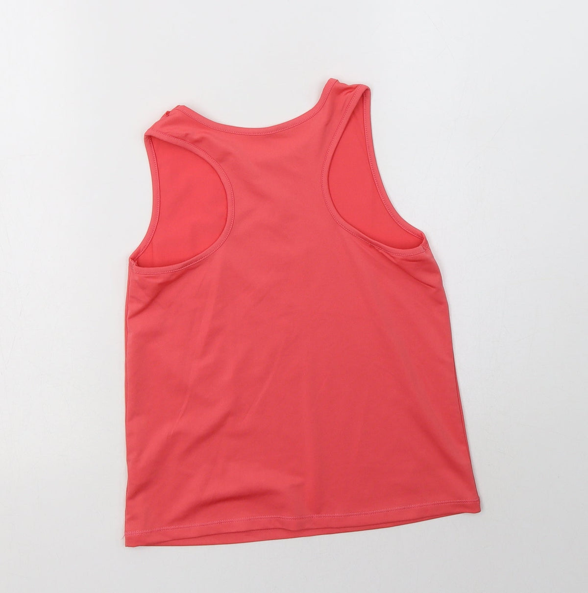 Back view of George girls’ pink polyester basic tank, size 9-10, years crew neck