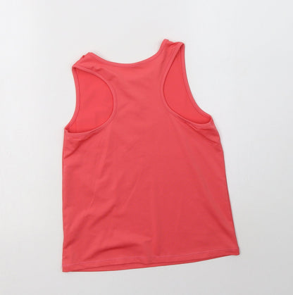 Back view of George girls’ pink polyester basic tank, size 9-10, years crew neck