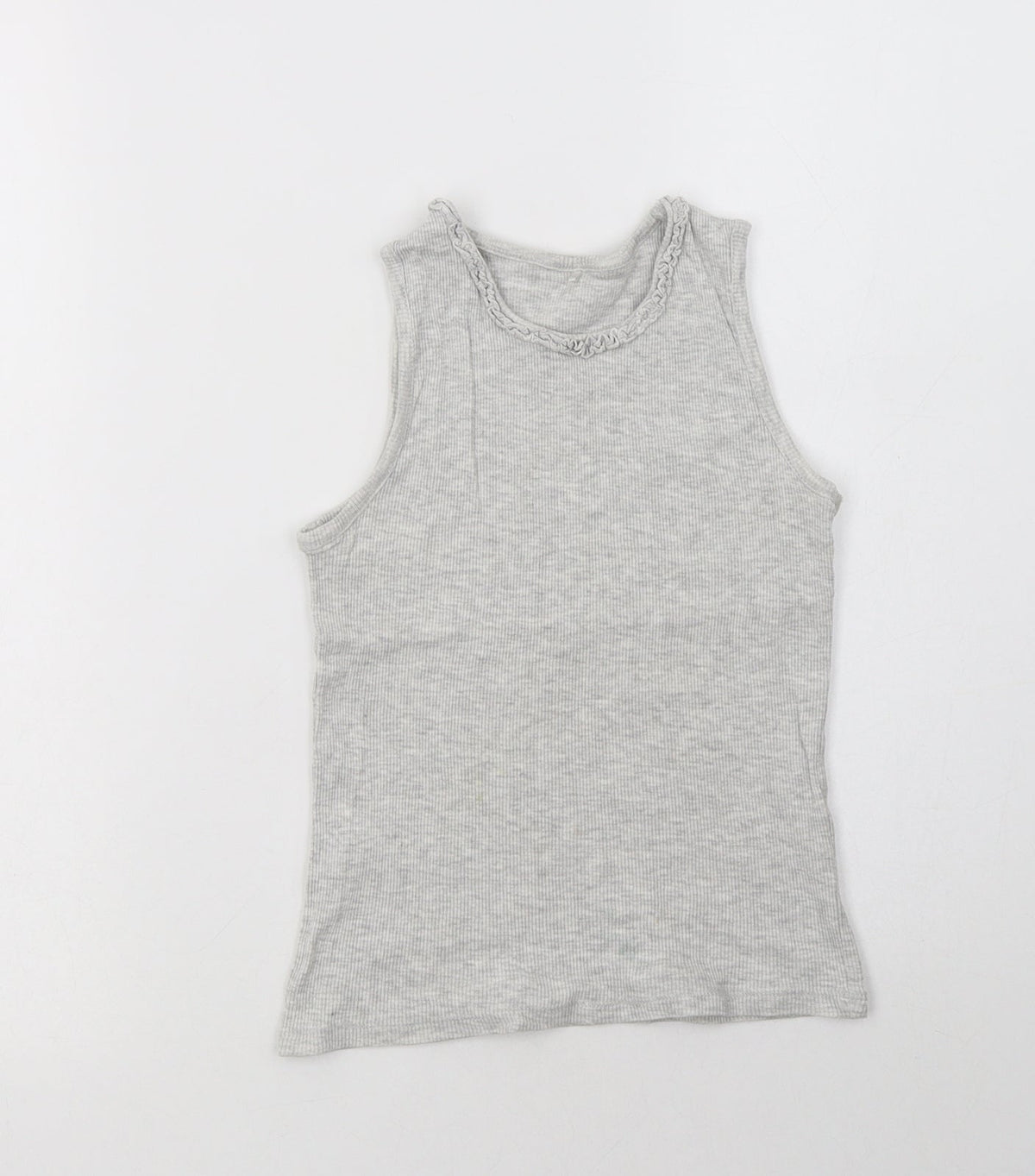 Additional front view of George girls’ grey cotton basic tank, size 7-8, years crew neck