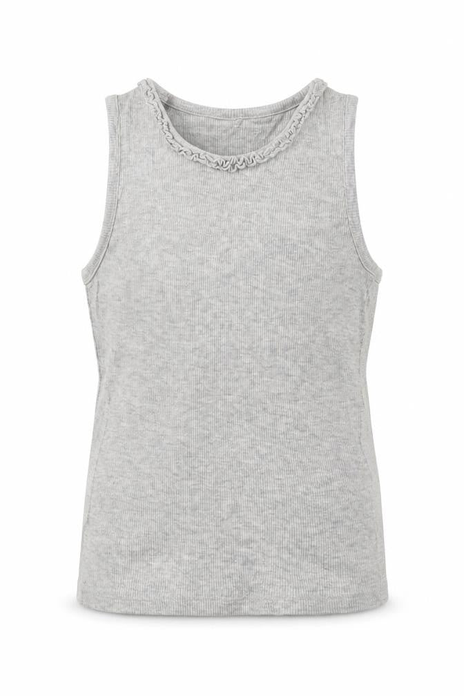Front view of George girls’ grey cotton basic tank, size 7-8, years crew neck